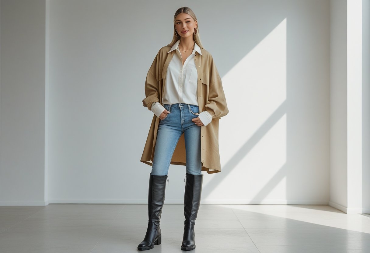 Sådan styler du dine lange støvler med en overshirt til din stil